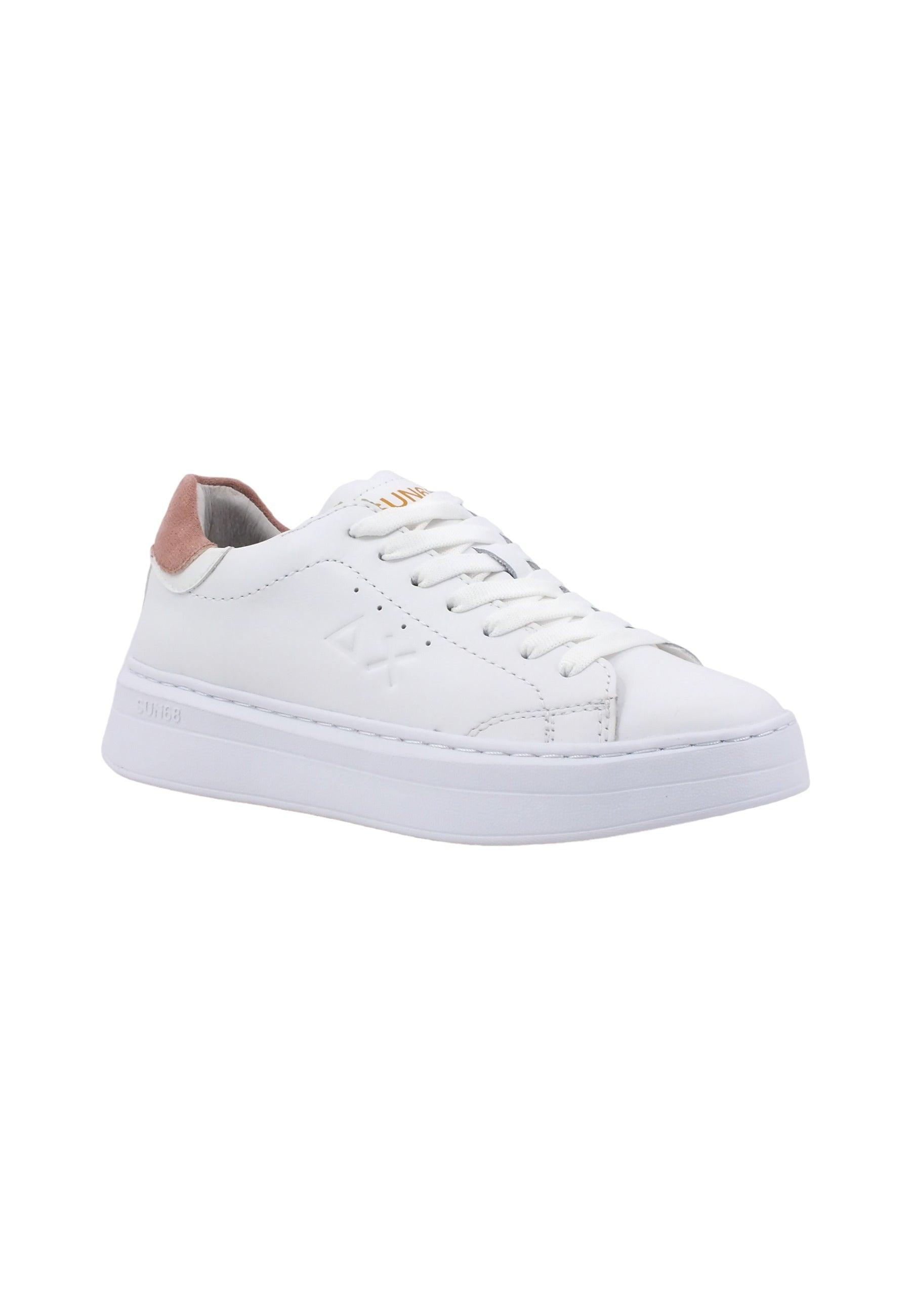 SUN68 Grace Leather Sneaker Donna Bianco Rosa Z43225 - Sandrini Calzature e Abbigliamento