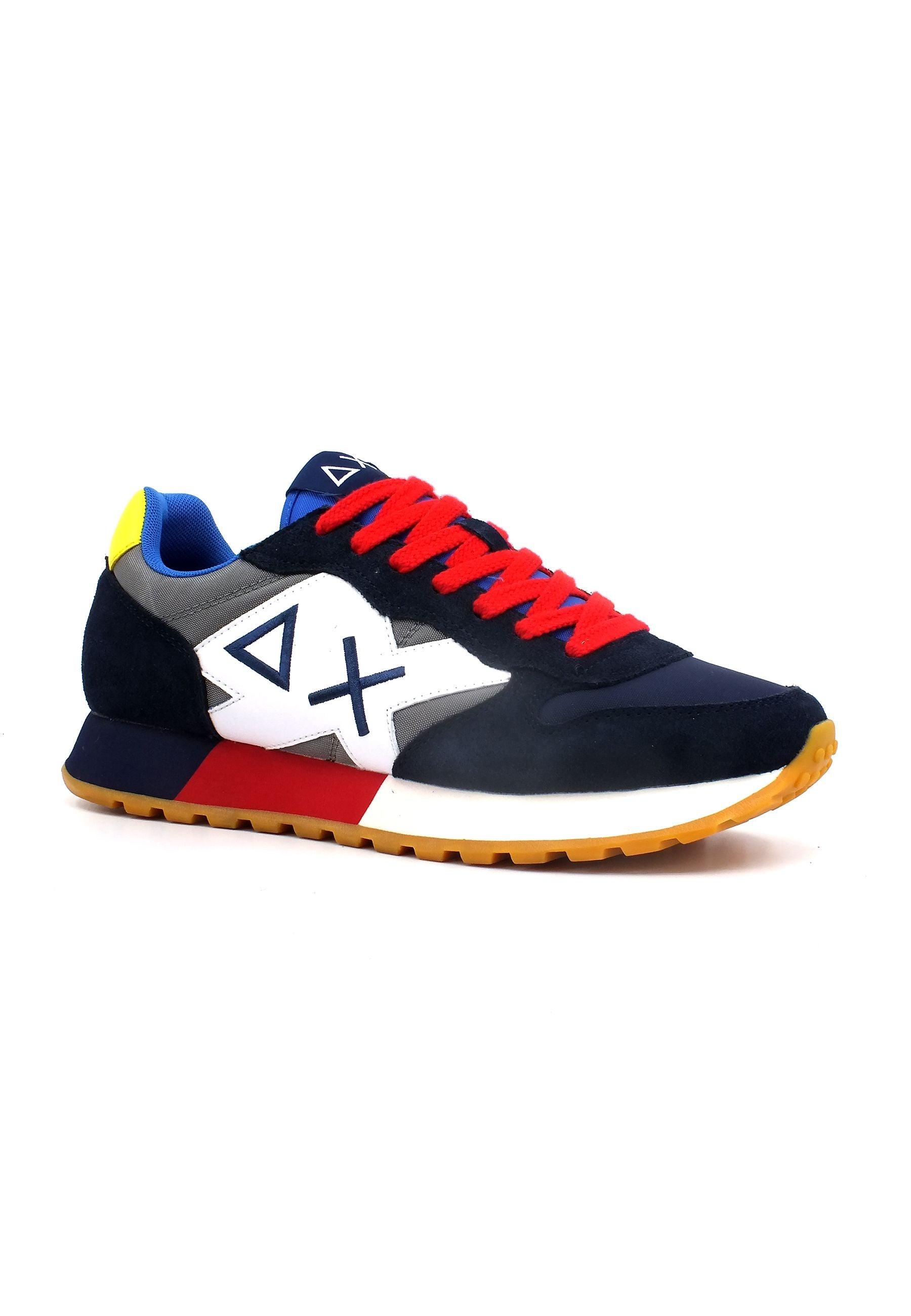 SUN68 Jaki Tricolors Sneaker Uomo Navy Blue Grigio Medio Z33112 - Sandrini Calzature e Abbigliamento