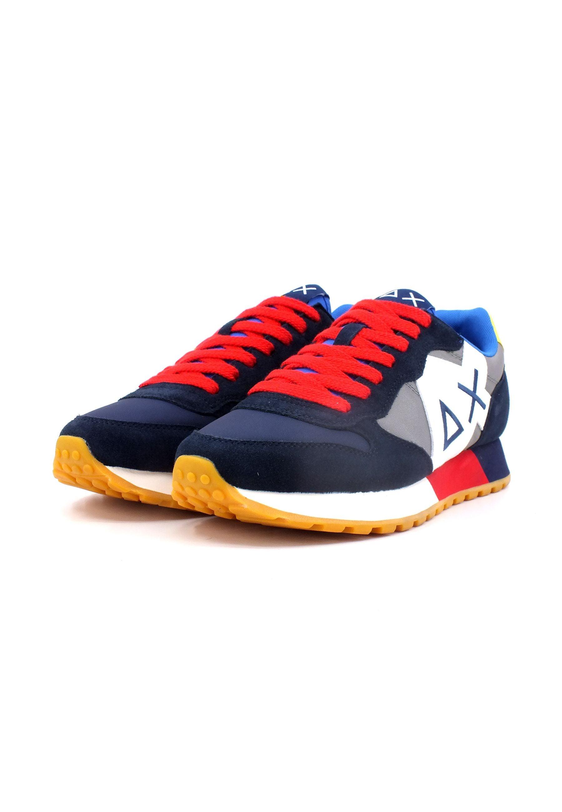 SUN68 Jaki Tricolors Sneaker Uomo Navy Blue Grigio Medio Z33112 - Sandrini Calzature e Abbigliamento