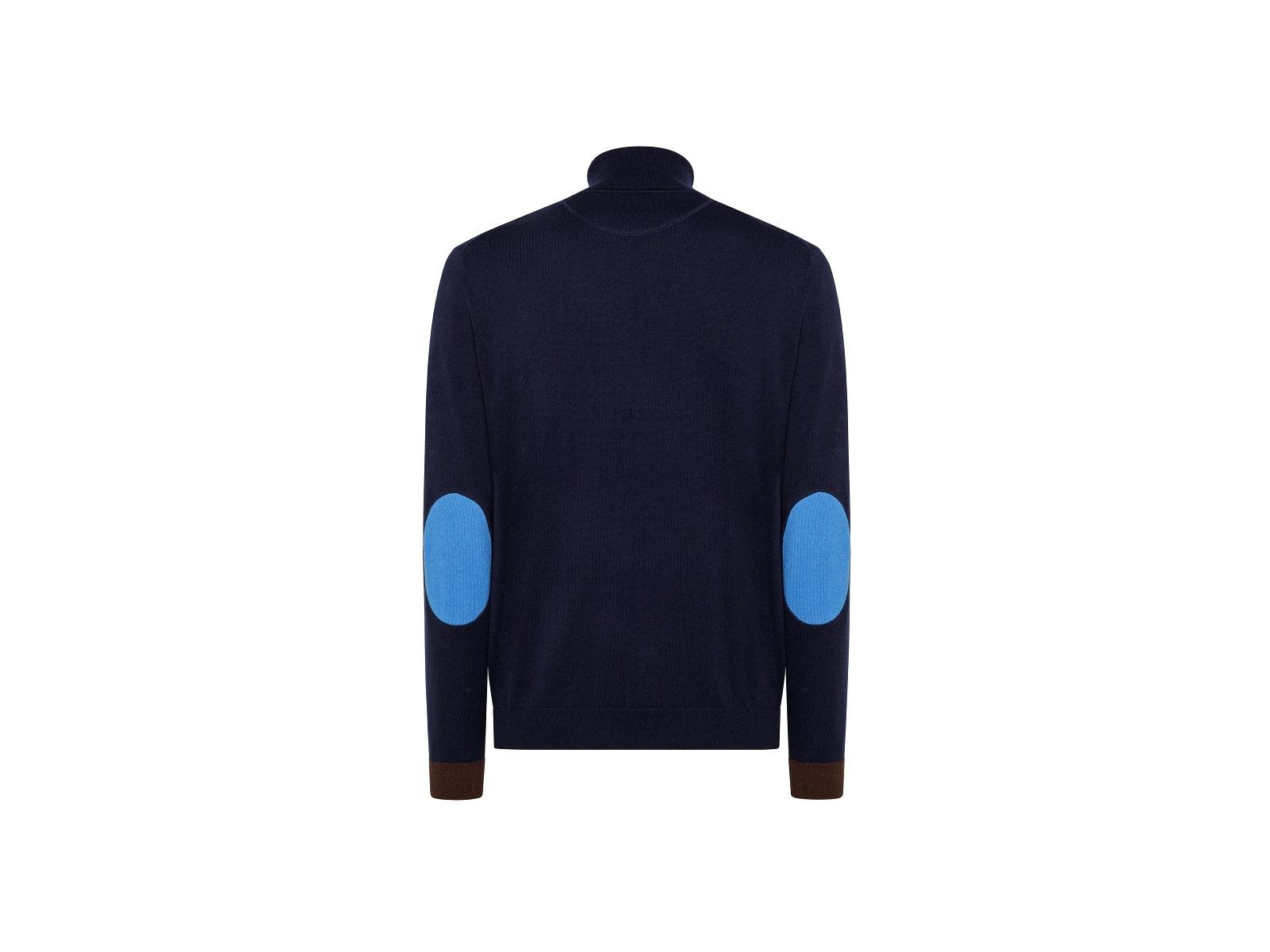 SUN68 Maglione Dolcevita Toppa Azzurra Blu Navy K41111 - Sandrini Calzature e Abbigliamento