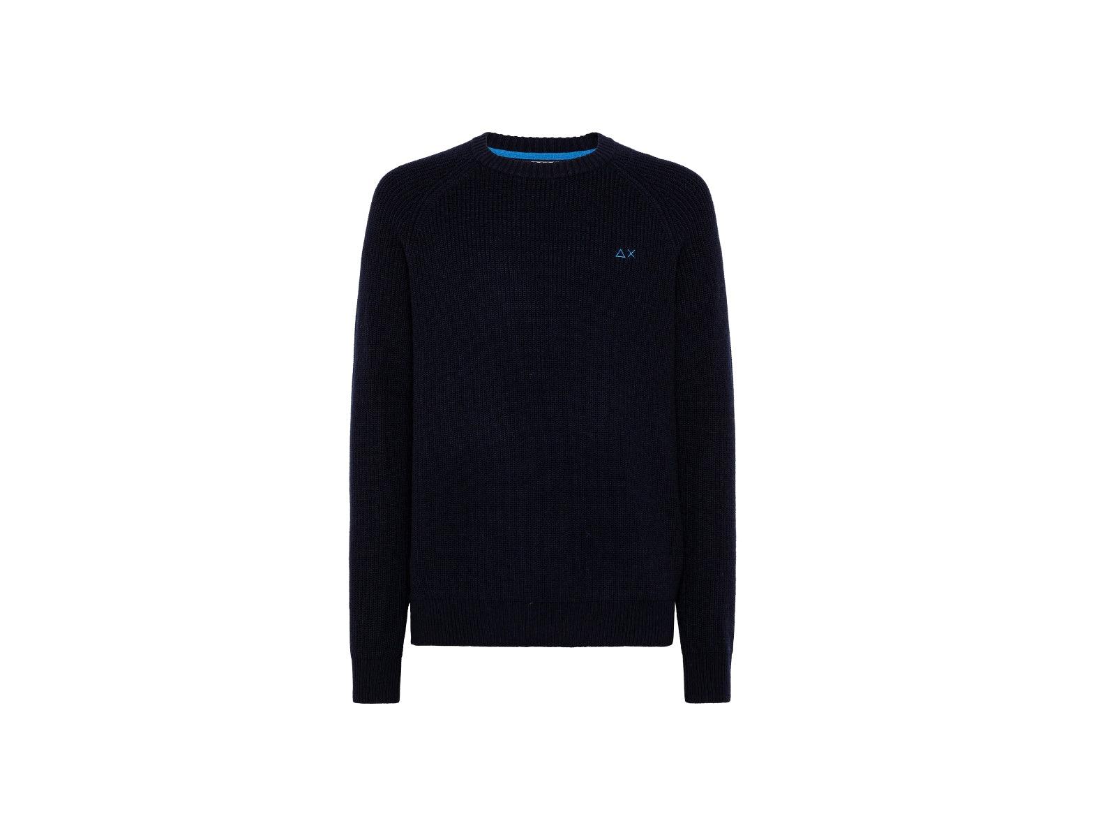 SUN68 Maglione Girocollo Lavorazione Maglia Navy Blue K41142 - Sandrini Calzature e Abbigliamento