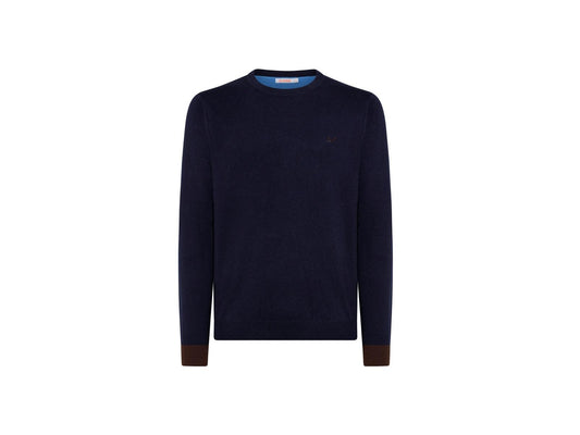 SUN68 Maglione Girocollo Toppa Polsino Bicolor K41110 - Sandrini Calzature e Abbigliamento