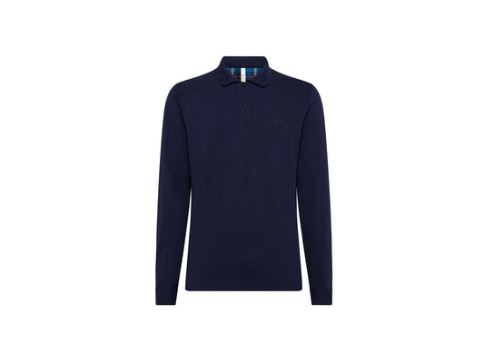 SUN68 Polo Manica Lunga Toppa Gomito Navy Blu A41107 - Sandrini Calzature e Abbigliamento