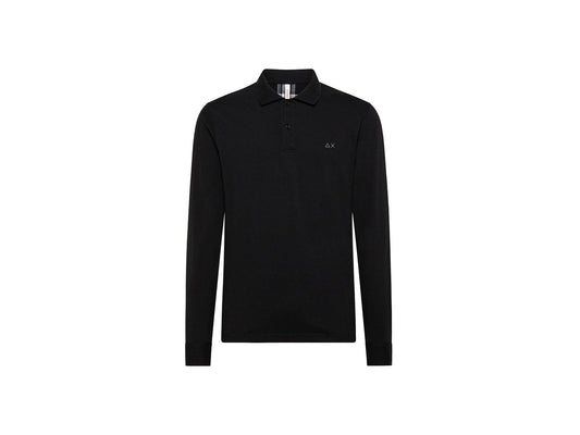 SUN68 Polo Manica Lunga Toppa Gomito Nero A41107 - Sandrini Calzature e Abbigliamento