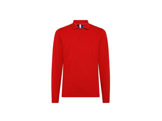 SUN68 Polo Manica Lunga Toppa Gomito Rosso Fuoco A41107 - Sandrini Calzature e Abbigliamento