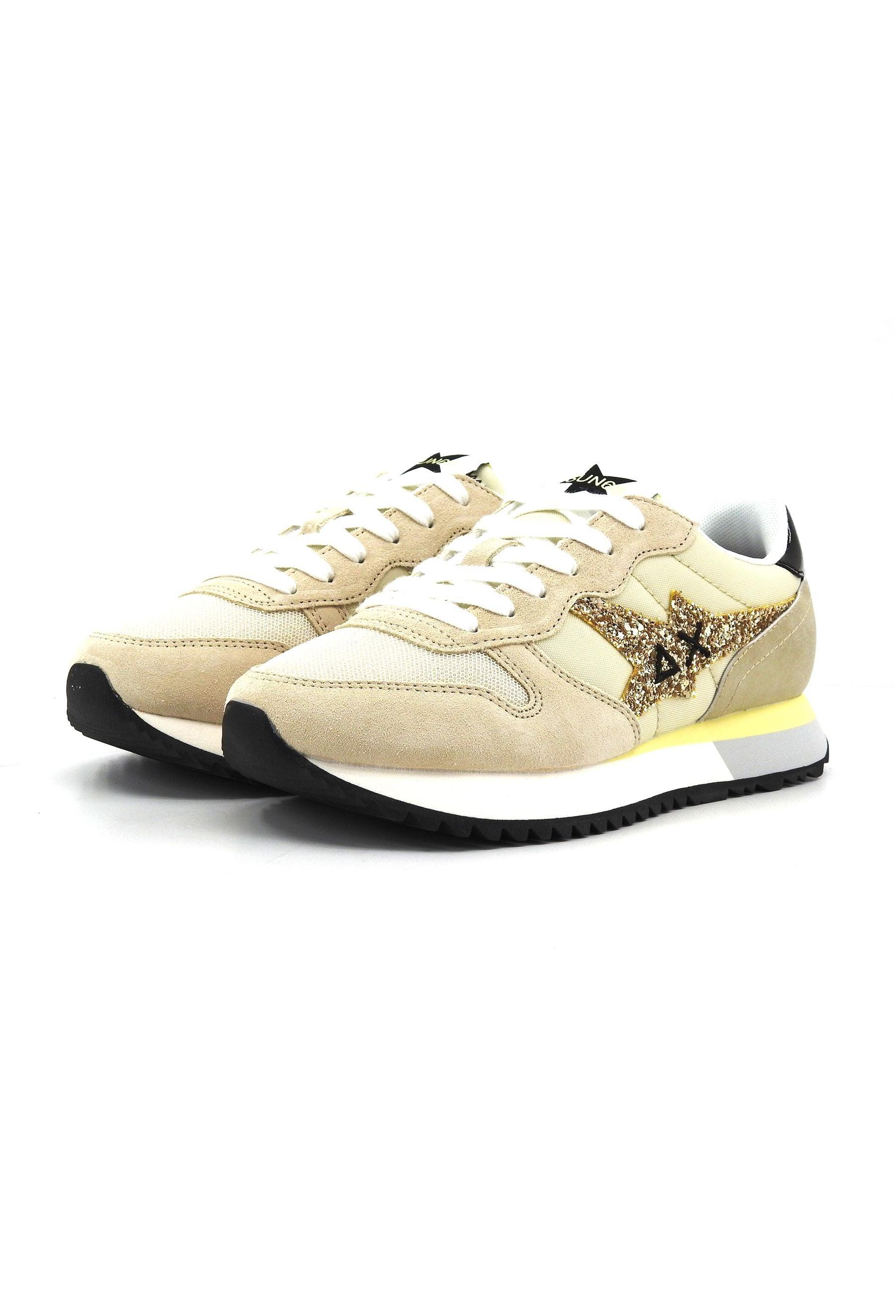 SUN68 Stargirl Glitter Logo Sneaker Donna Bianco Panna Beige Z34211 - Sandrini Calzature e Abbigliamento