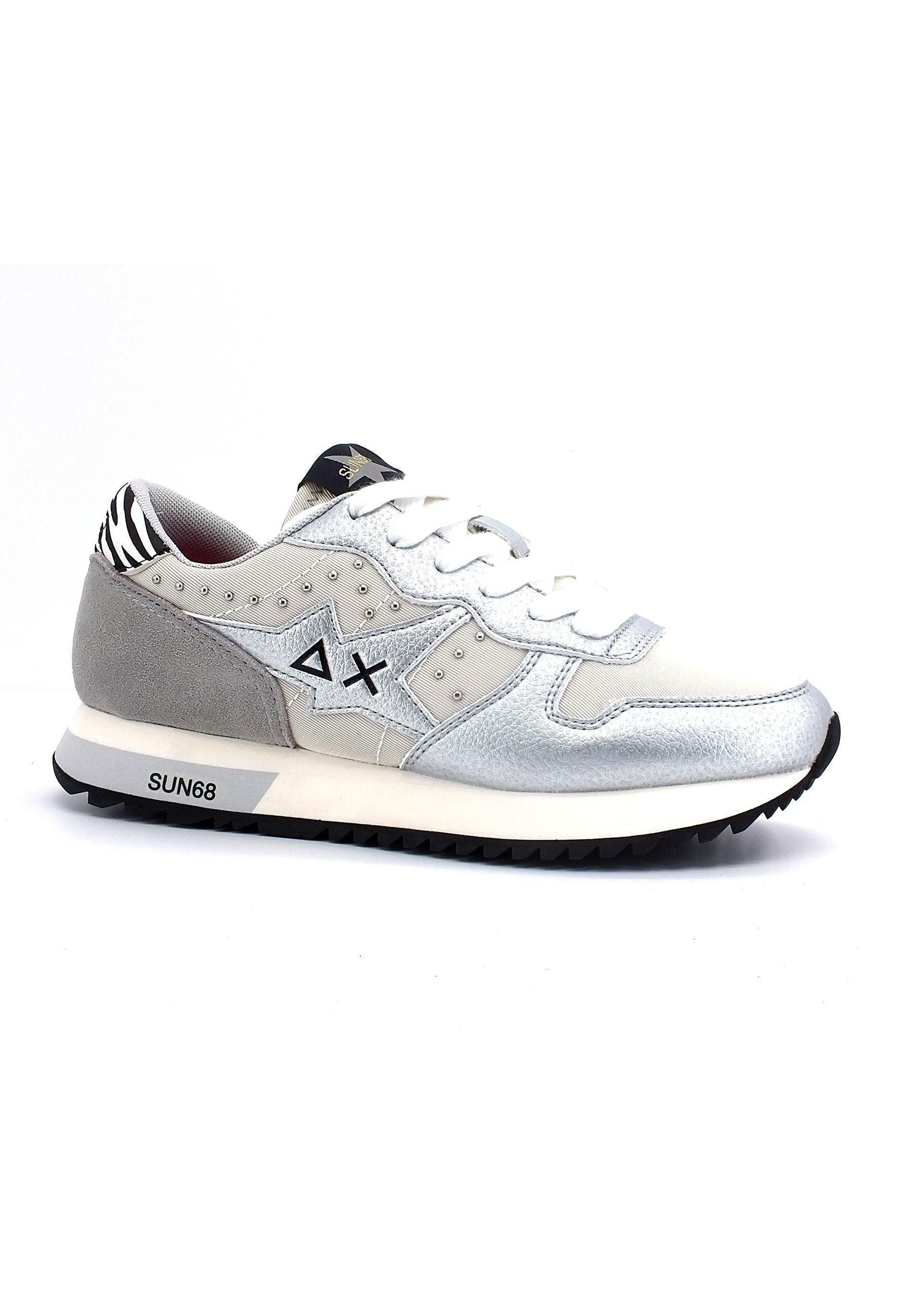 SUN68 Stargirl Metal Studs Sneaker Donna Bianco Panna Z42213 - Sandrini Calzature e Abbigliamento