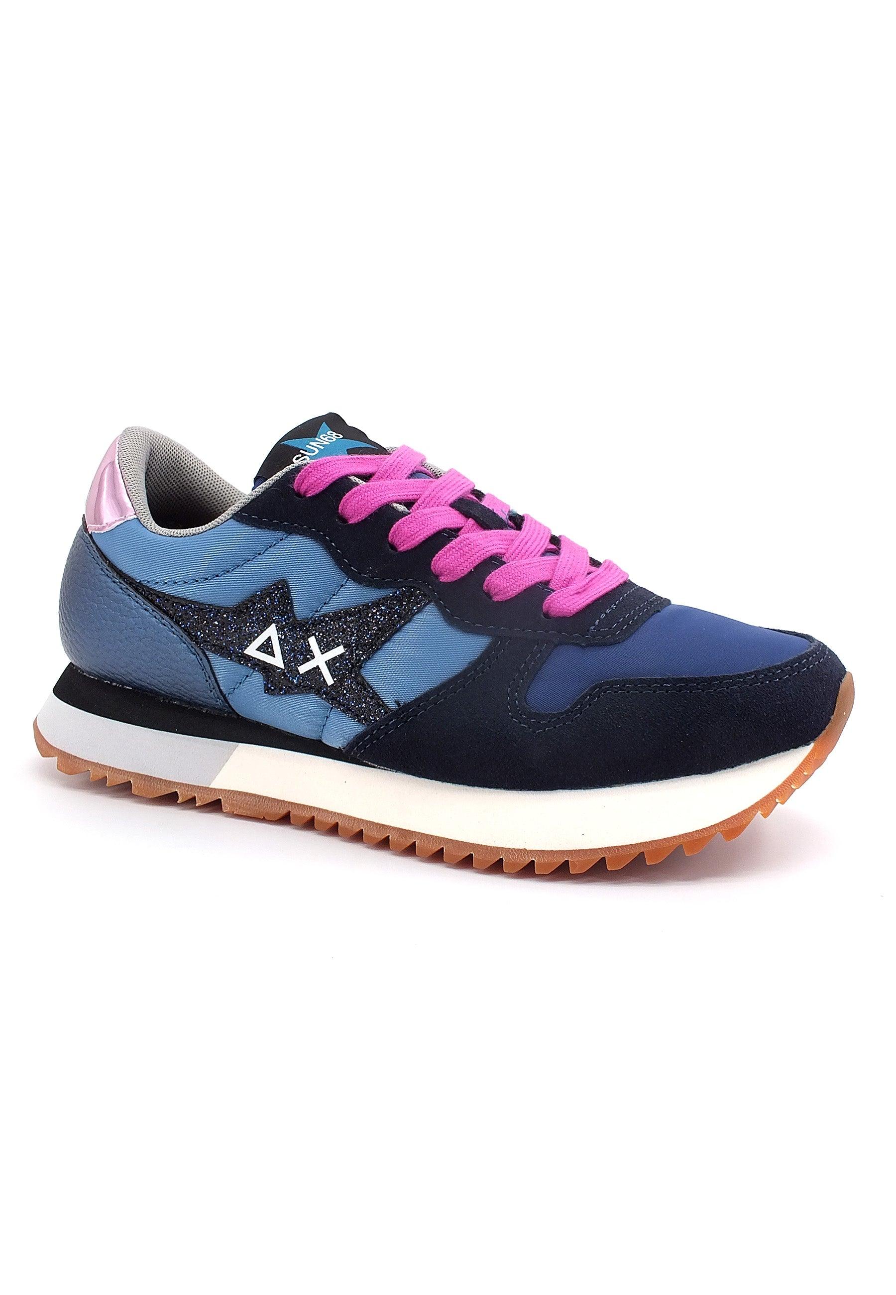 SUN68 Stargirl Nylon Glitter Sneaker Donna Navy Blue Z42211 - Sandrini Calzature e Abbigliamento