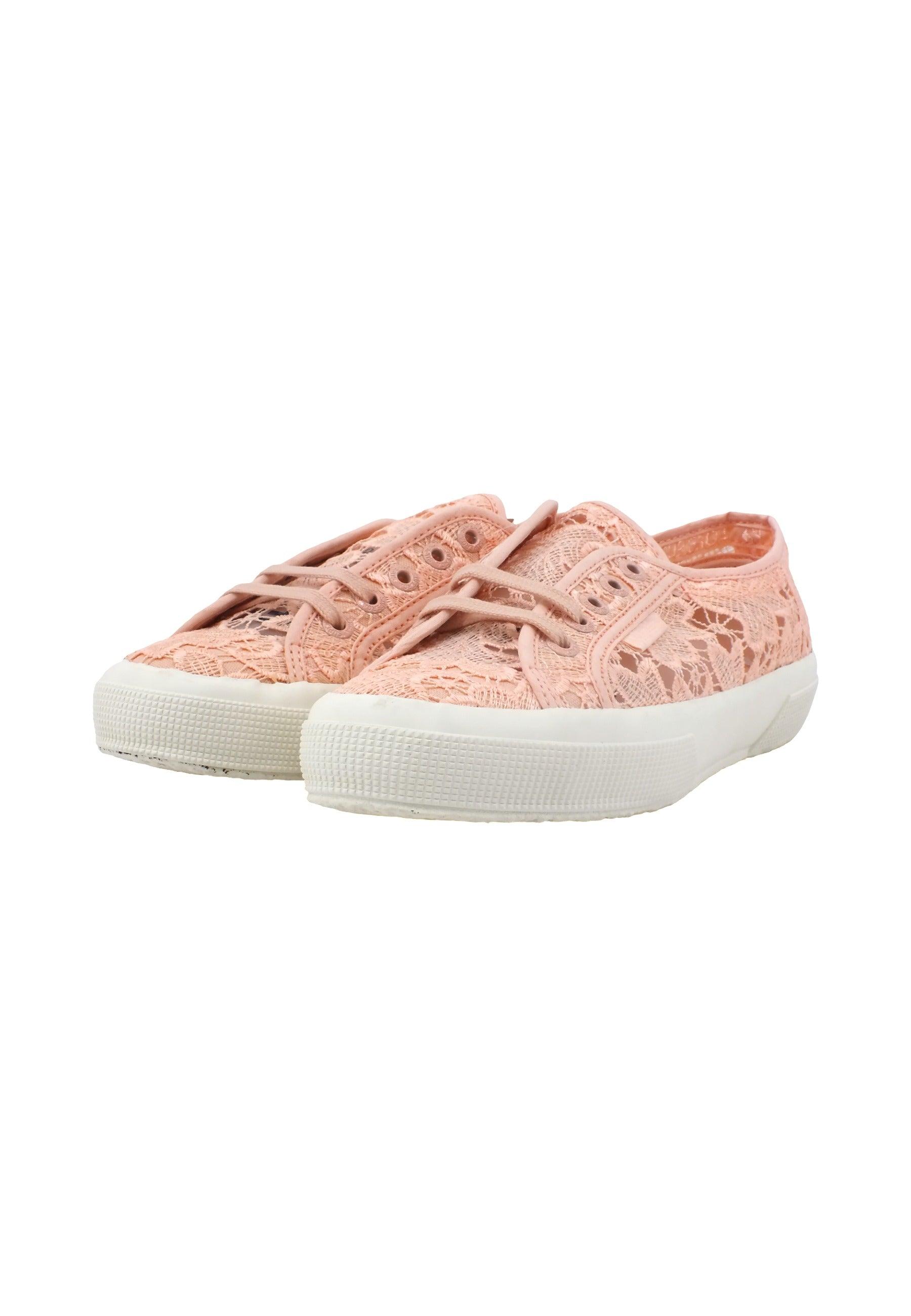 SUPERGA 2750 Macrame Pizzo Sneaker Donna Pink Blush Avorio S81219W - Sandrini Calzature e Abbigliamento