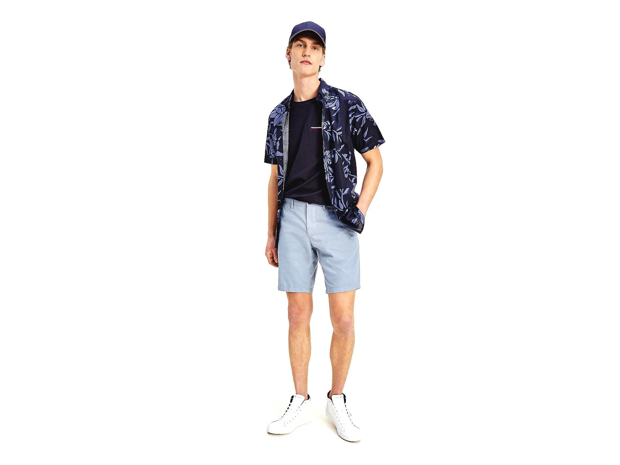 TOMMY HILFIGER Camicia A Maniche Corte Stampa Floreale Blu Faded Indigo MW0MW18341 - Sandrini Calzature e Abbigliamento