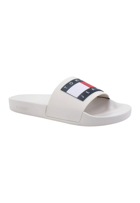 TOMMY HILFIGER Ciabatta Uomo Bianco Ecru EM0EM01191 - Sandrini Calzature e Abbigliamento