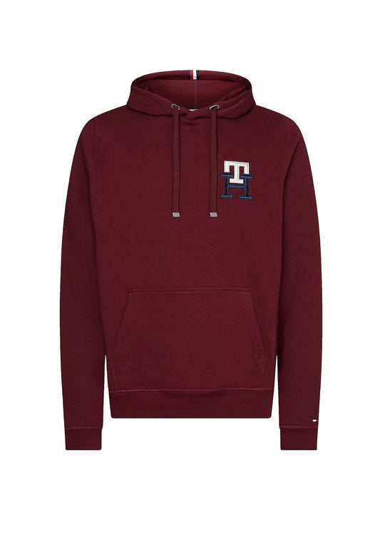 TOMMY HILFIGER Essential Monogram Felpa Cappuccio Deep Rouge MW0MW28677 - Sandrini Calzature e Abbigliamento
