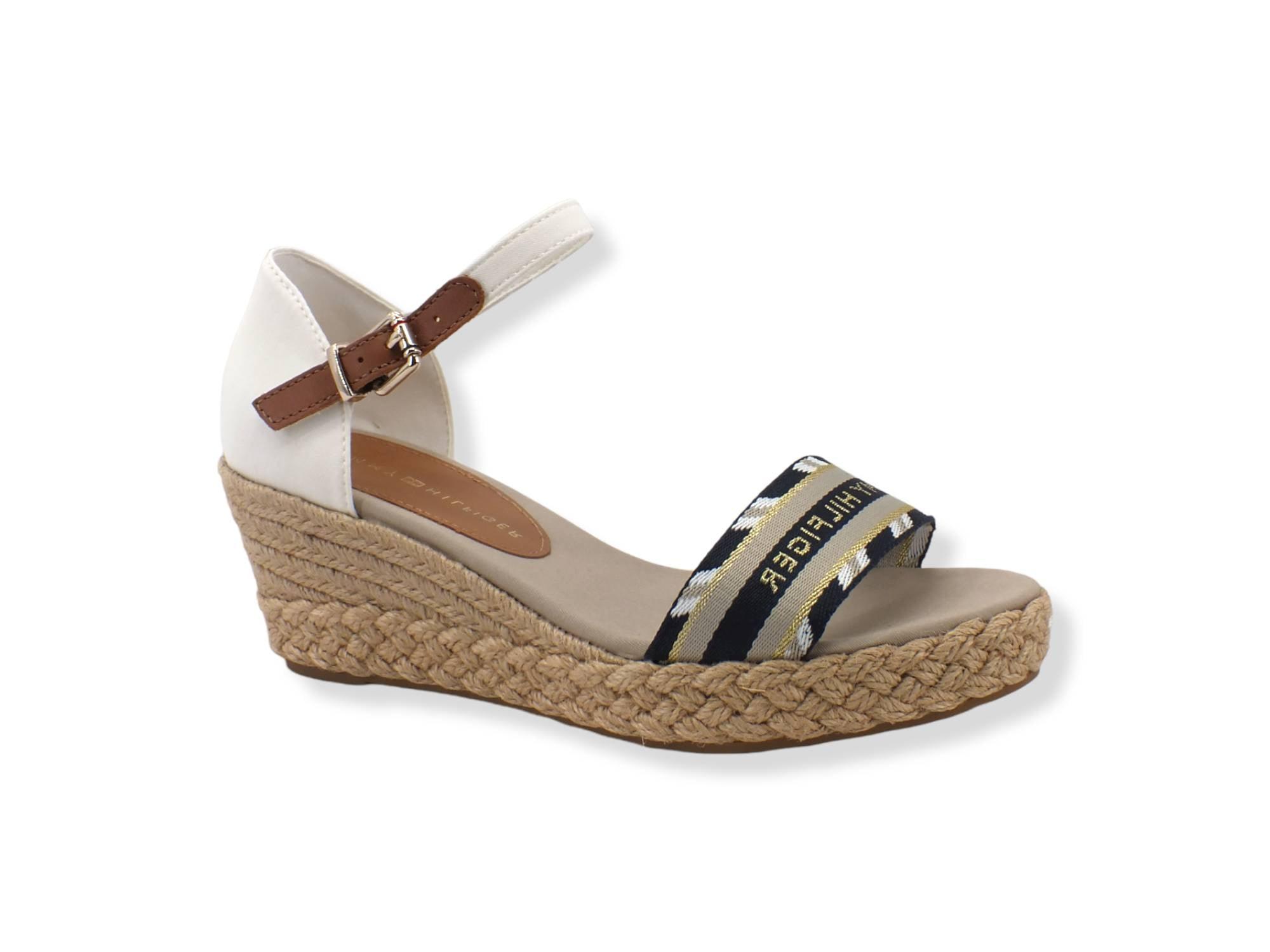 TOMMY HILFIGER Sandalo Zeppa Corda Beige Ecru FW0FW06293 - Sandrini Calzature e Abbigliamento