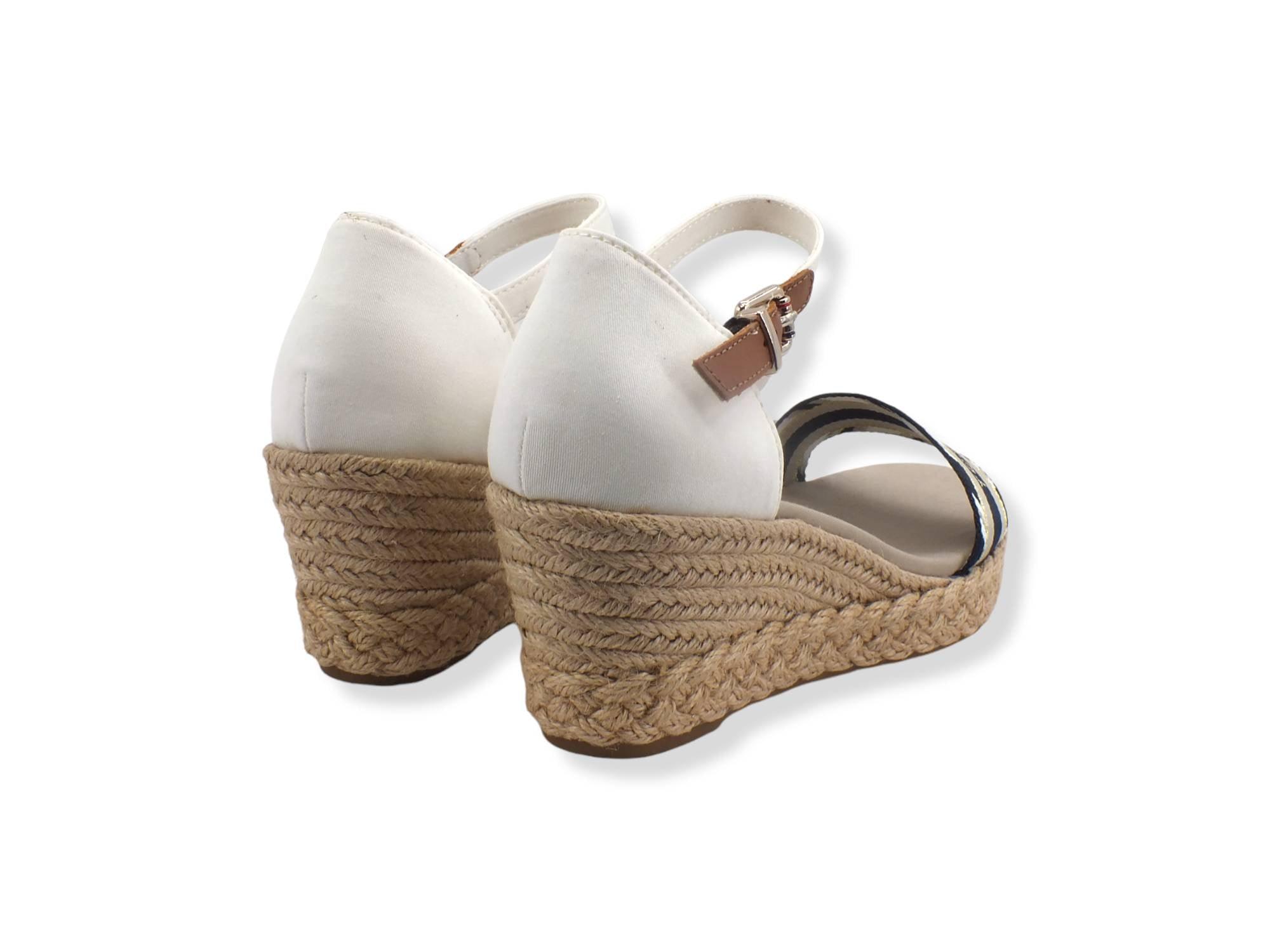 TOMMY HILFIGER Sandalo Zeppa Corda Beige Ecru FW0FW06293 - Sandrini Calzature e Abbigliamento