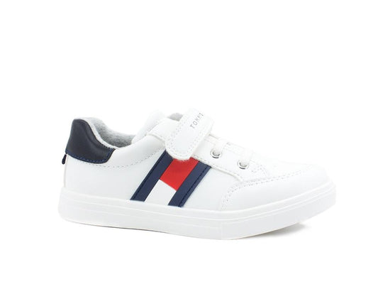 TOMMY HILFIGER Sneaker Bambina Strap Bande White Blue Red T1B4-30702 - Sandrini Calzature e Abbigliamento