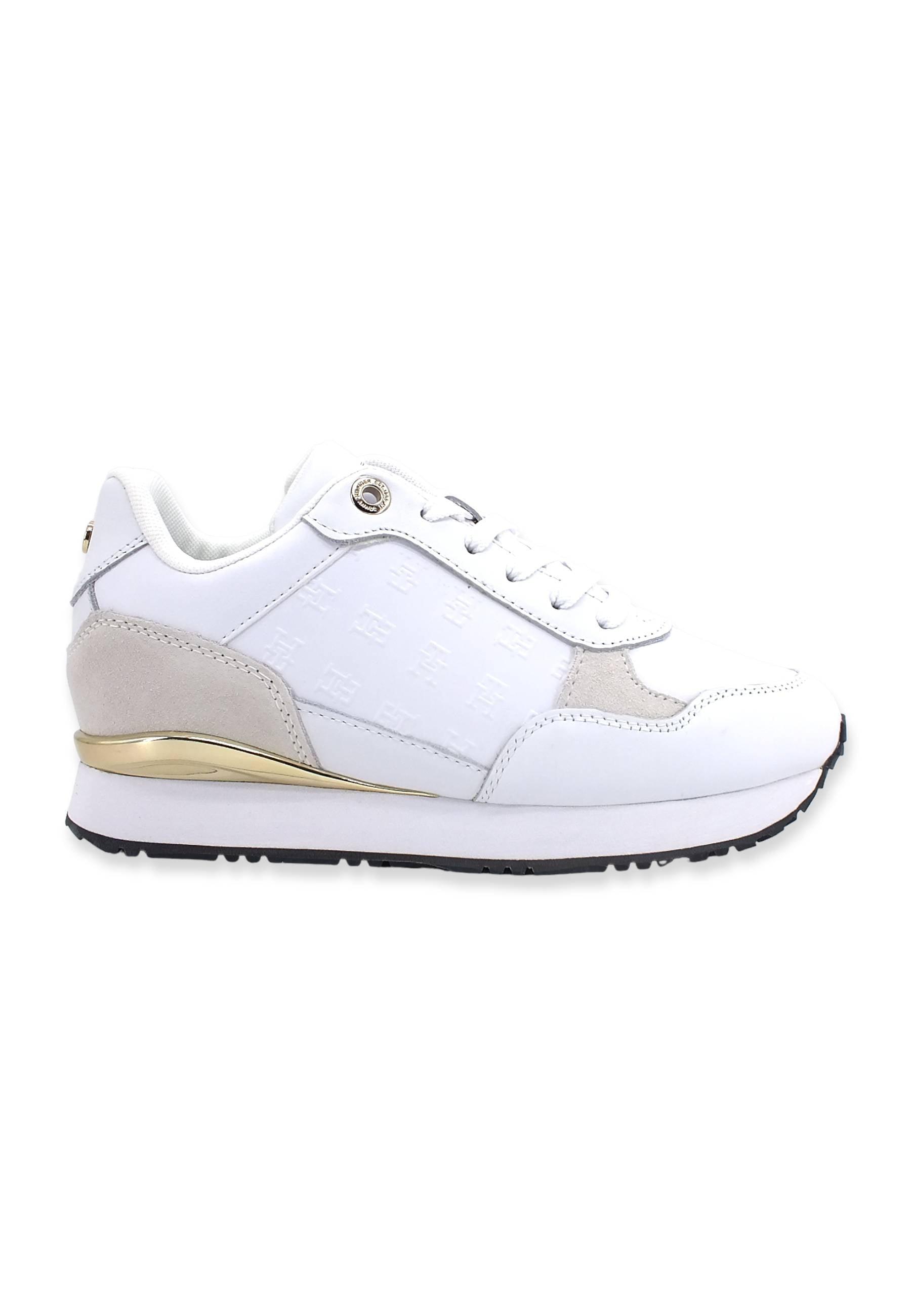 TOMMY HILFIGER Sneaker Donna White Gold FW0FW06784 - Sandrini Calzature e Abbigliamento