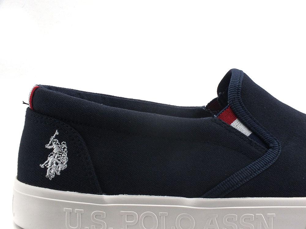 U.S. POLO ASSN. Mocassino Slip On Canvas Blu Medievale - Sandrini Calzature e Abbigliamento