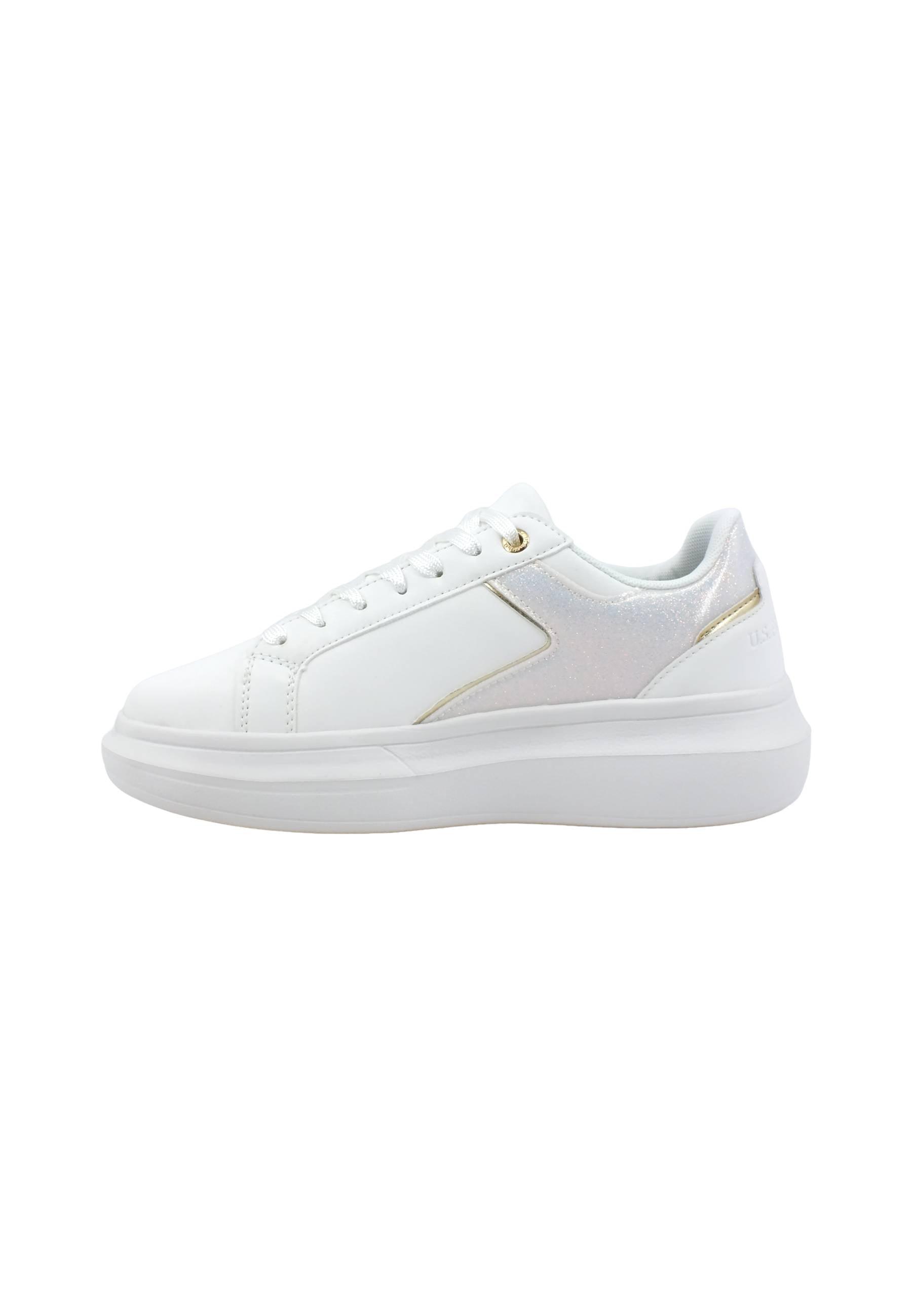 U.S. POLO ASSN. Sneaker Donna White Gold HELIS012 - Sandrini Calzature e Abbigliamento