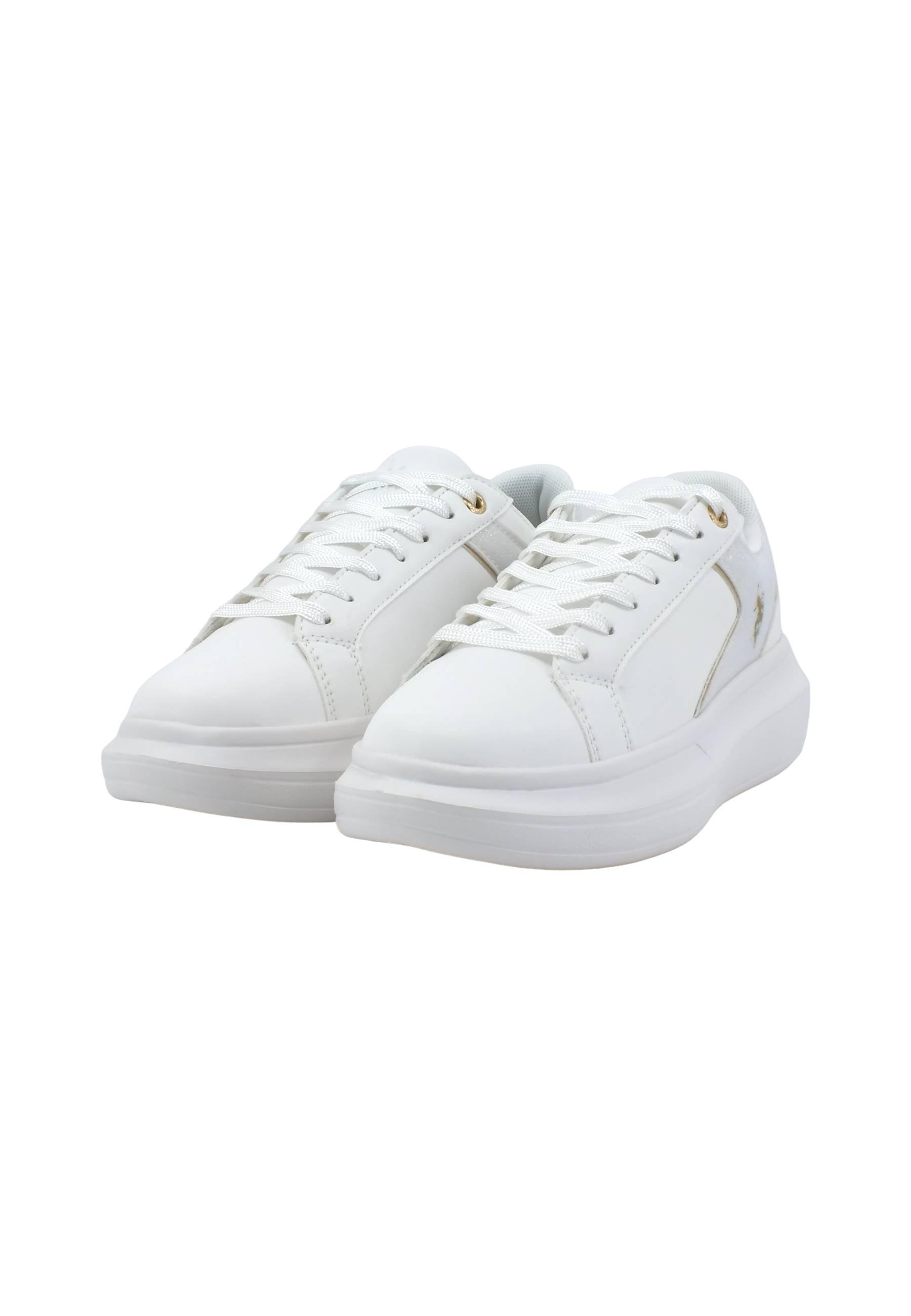 U.S. POLO ASSN. Sneaker Donna White Gold HELIS012 - Sandrini Calzature e Abbigliamento