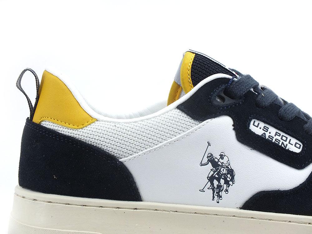 U.S. POLO ASSN. Sneaker Logo Eco Suede Bianco Blu - Sandrini Calzature e Abbigliamento