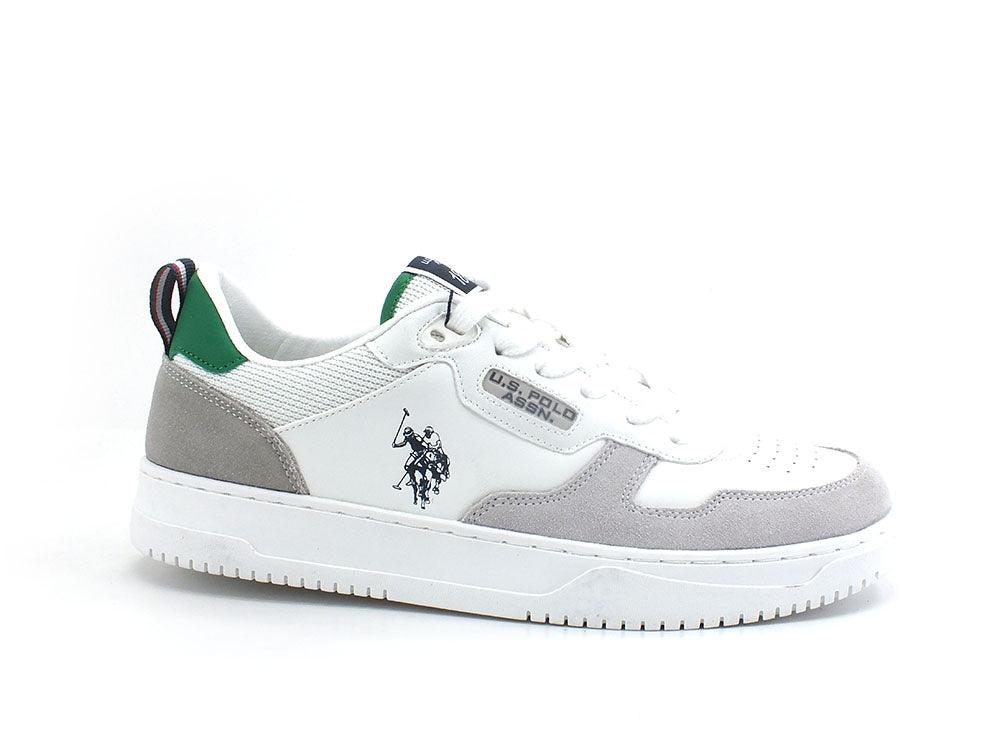 U.S. POLO ASSN. Sneaker Logo Eco Suede Bianco Verde - Sandrini Calzature e Abbigliamento