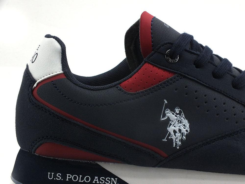 U.S. POLO ASSN. Sneaker Logo Eco Suede Blu Medievale Rosso - Sandrini Calzature e Abbigliamento