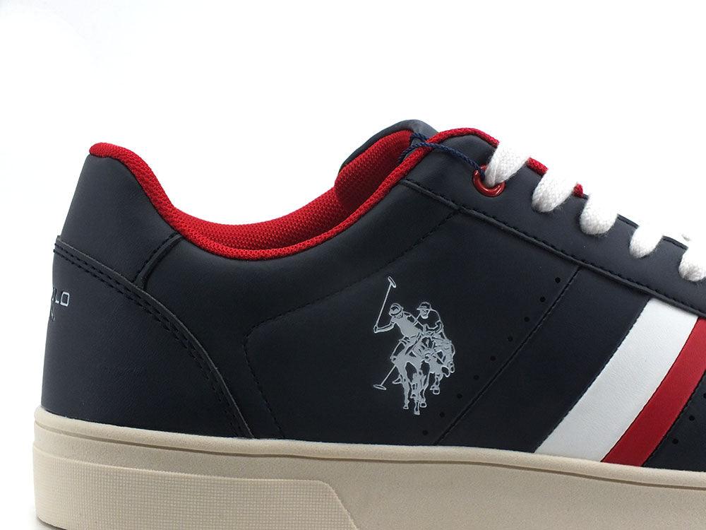 U.S. POLO ASSN. Sneaker Logo Pelle Blu Medievale Rosso - Sandrini Calzature e Abbigliamento