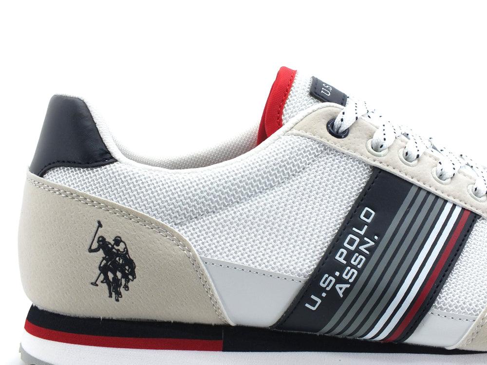 U.S. POLO ASSN. Sneaker Pelle Banda Bianco Blu - Sandrini Calzature e Abbigliamento