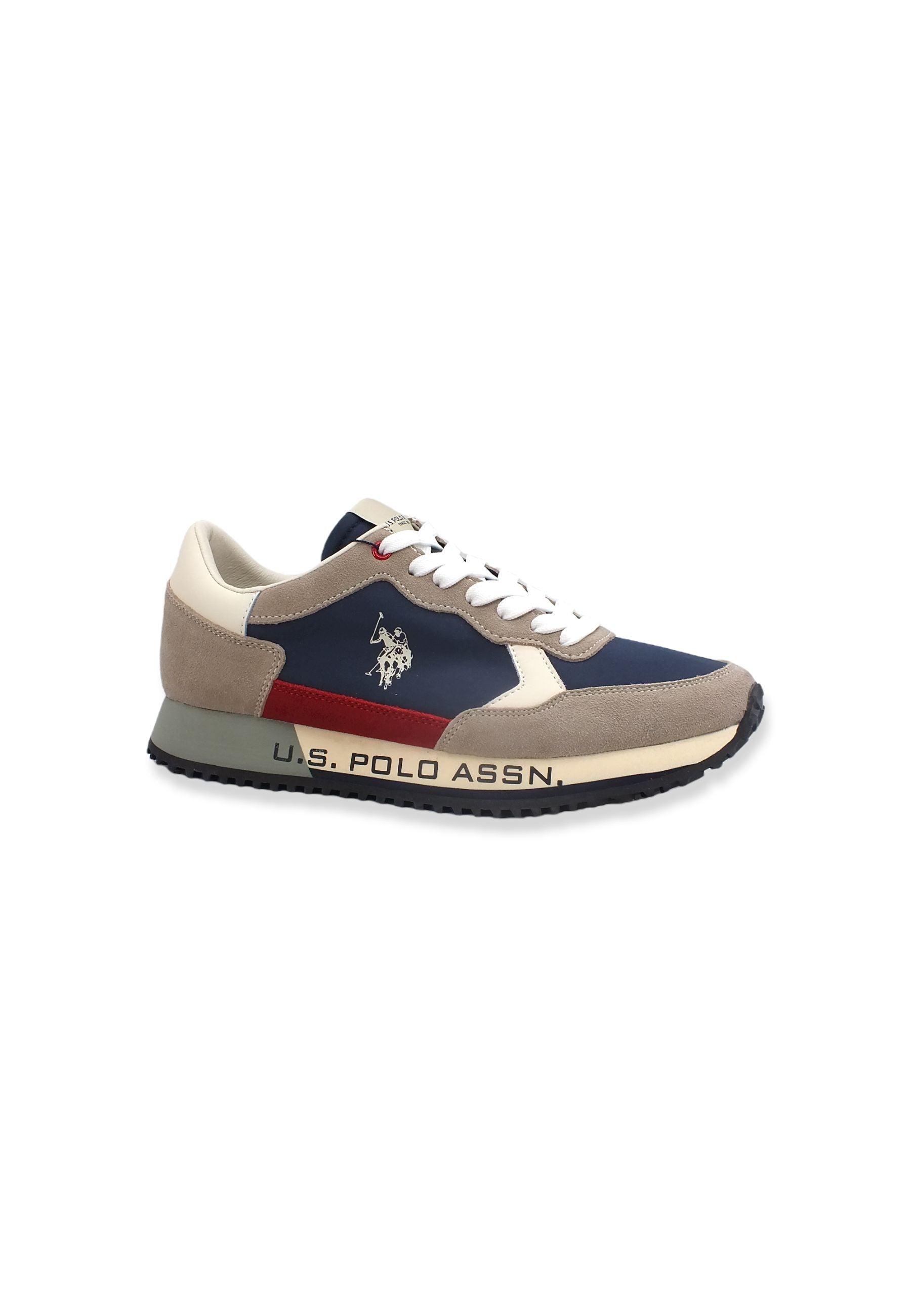 U.S. POLO ASSN. Sneaker Running Uomo Beige Taupe Dark Blue CLEEF003 - Sandrini Calzature e Abbigliamento