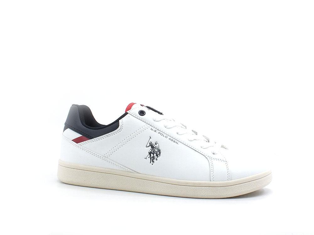 U.S. POLO ASSN. Sneaker Textile Logo Retro Bianco Blu - Sandrini Calzature e Abbigliamento
