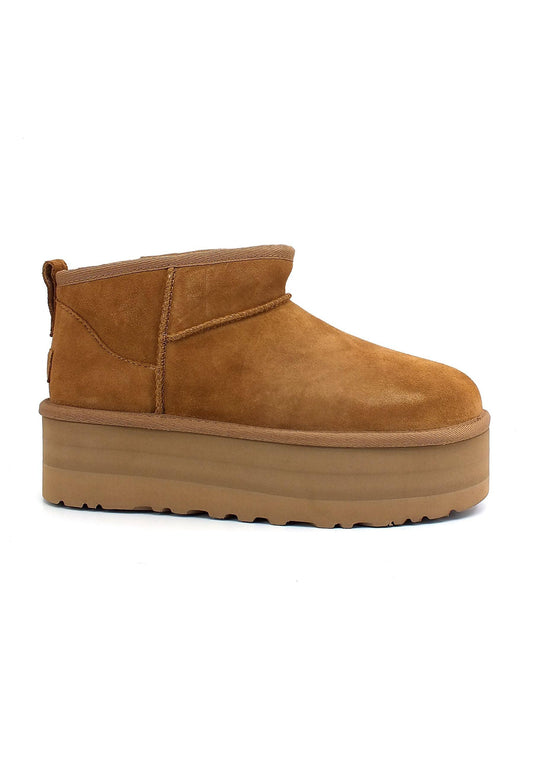 UGG Classic Ultra Mini Platform Stivaletto Pelo Donna Chestnut W1135092 - Sandrini Calzature e Abbigliamento