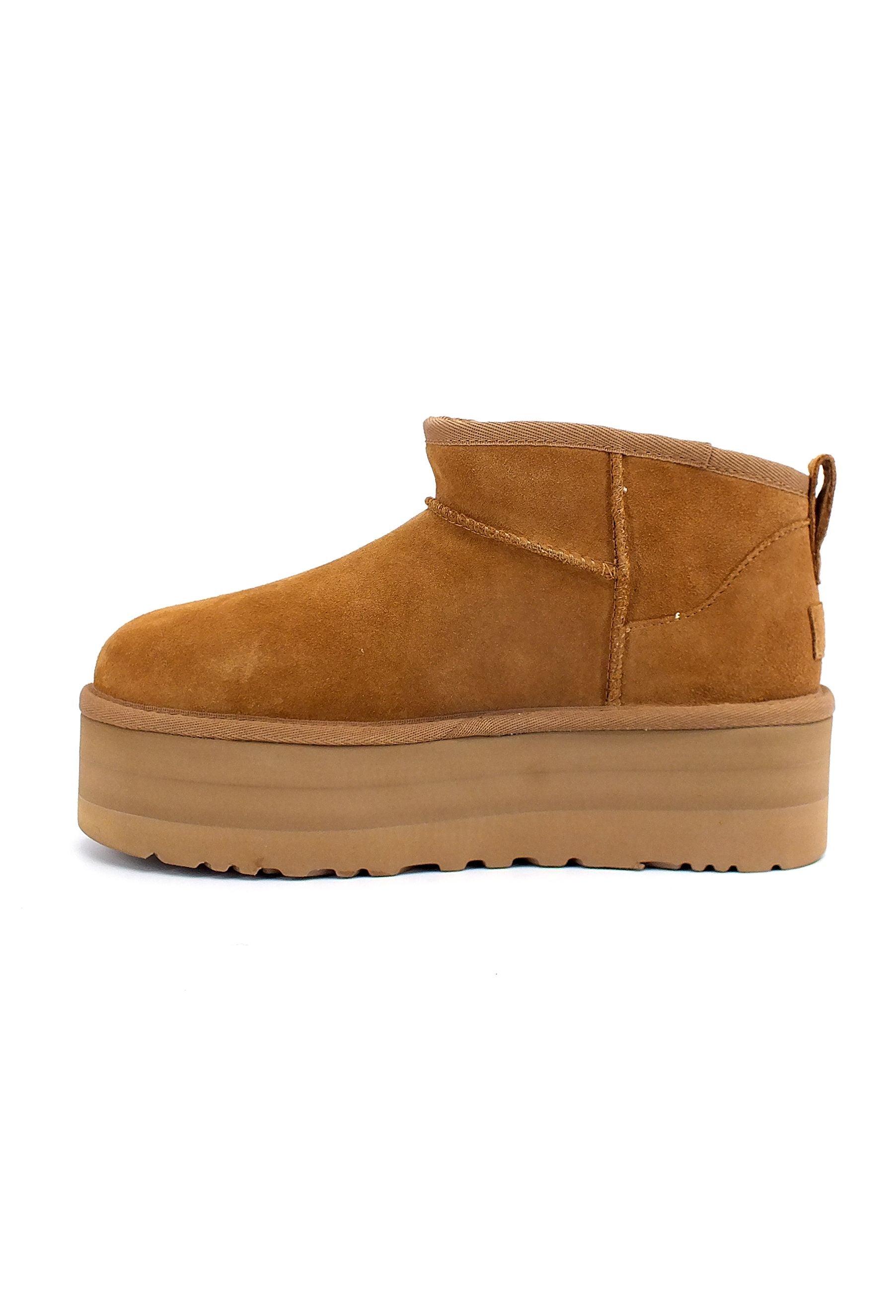UGG Classic Ultra Mini Platform Stivaletto Pelo Donna Chestnut W1135092 - Sandrini Calzature e Abbigliamento