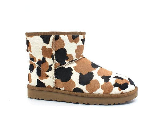 UGG W Classic Mini Cow Print Stivaletto Pelo Chestnut W1123353 - Sandrini Calzature e Abbigliamento