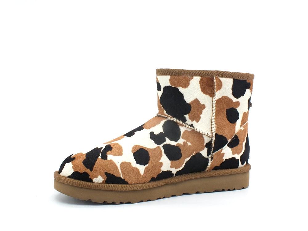 UGG W Classic Mini Cow Print Stivaletto Pelo Chestnut W1123353 - Sandrini Calzature e Abbigliamento