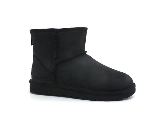 UGG W Classic Mini Leather Stivaletto Pelo Pelle Black W1016558 - Sandrini Calzature e Abbigliamento