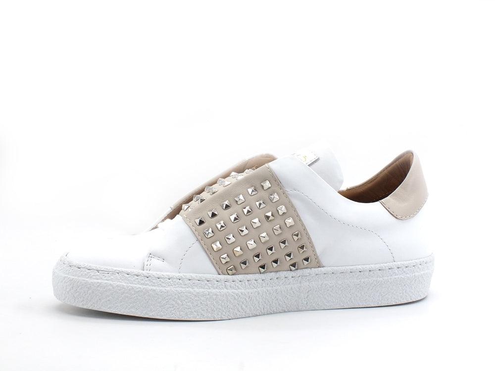 VIA ROMA 15 Saint Barth Sneaker Fascia Borchie Bianco Beige 3171 - Sandrini Calzature e Abbigliamento
