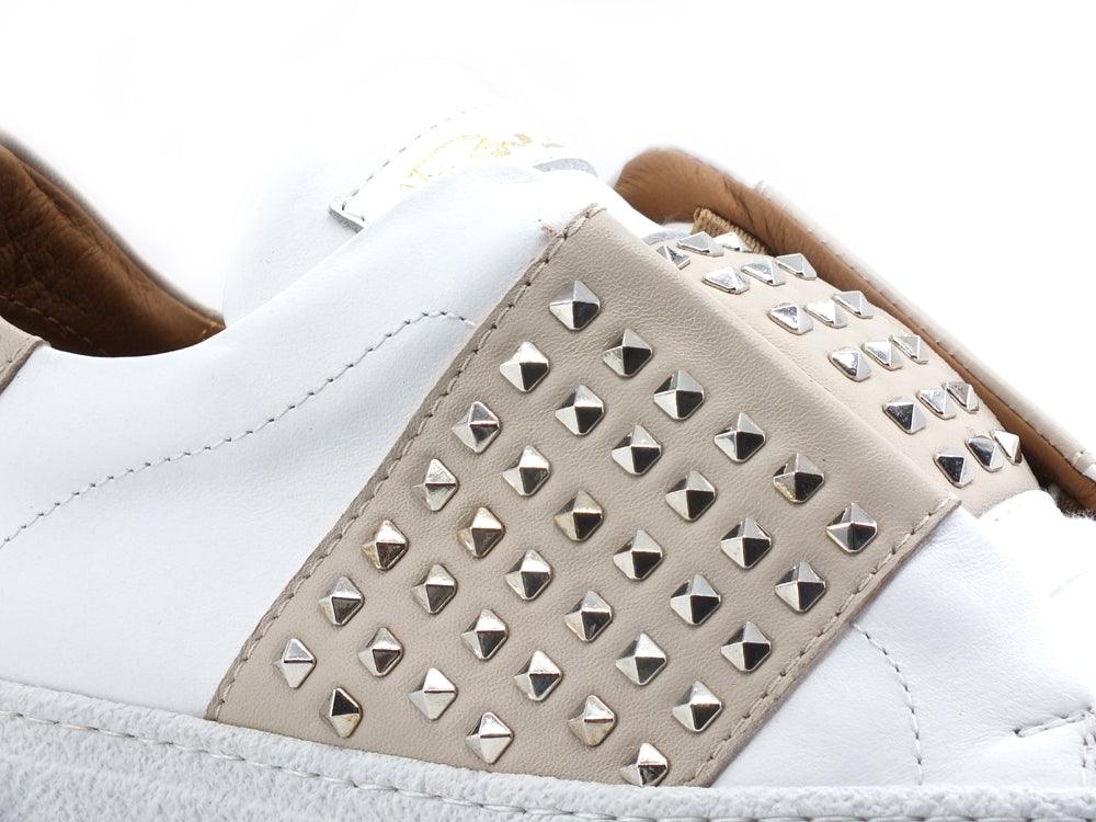 VIA ROMA 15 Saint Barth Sneaker Fascia Borchie Bianco Beige 3171 - Sandrini Calzature e Abbigliamento