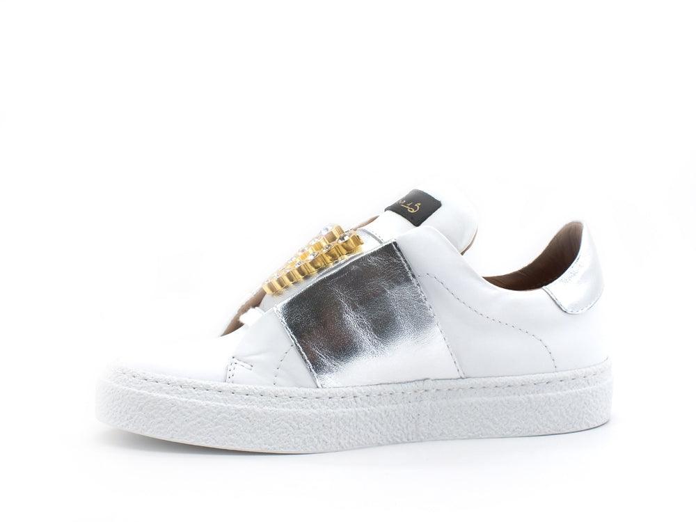 VIA ROMA 15 Saint Barth Sneaker V Strass Bianco Argento 3608 - Sandrini Calzature e Abbigliamento