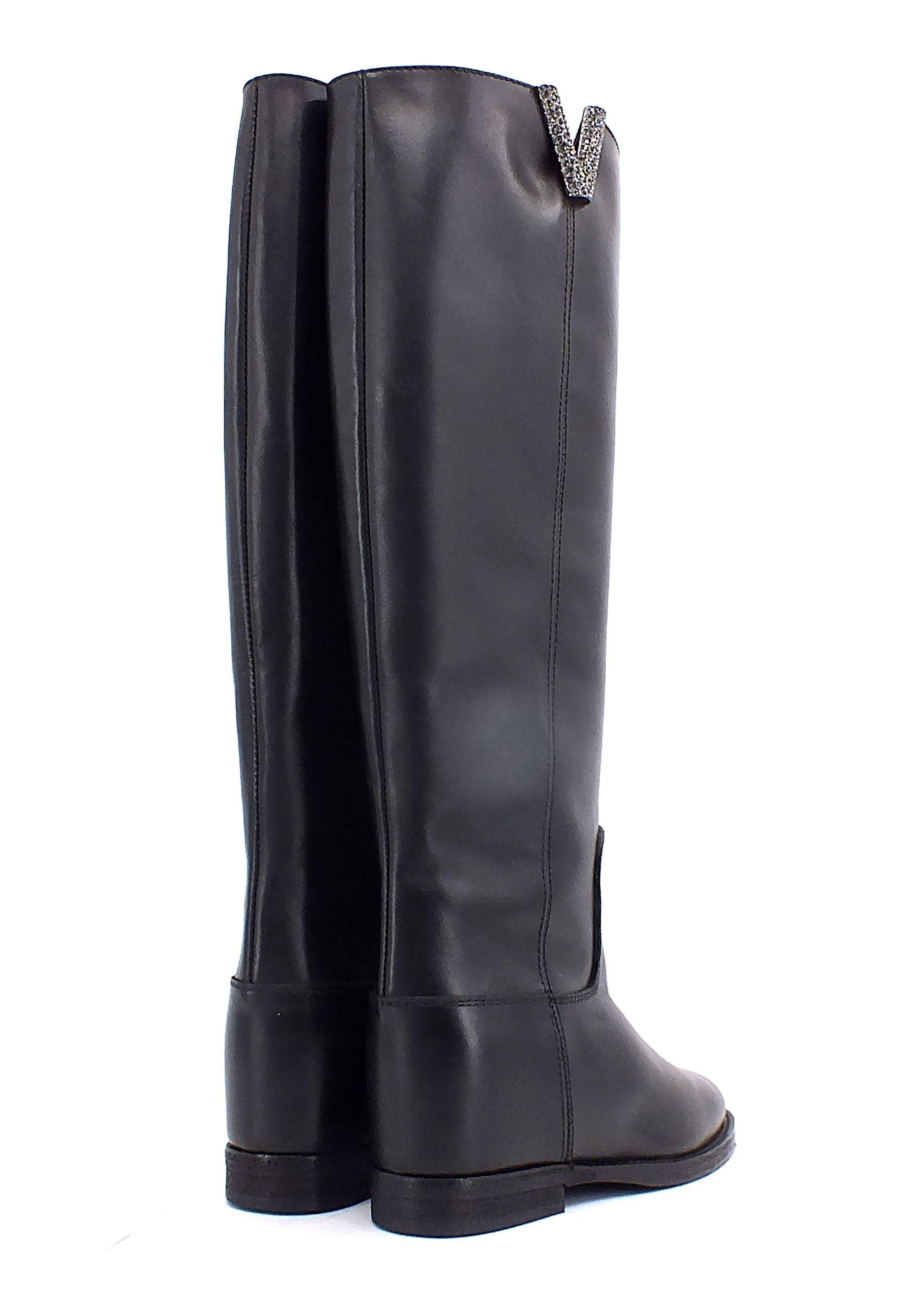 VIA ROMA 15 Stivale Spacco V Donna Nero 3651 - Sandrini Calzature e Abbigliamento