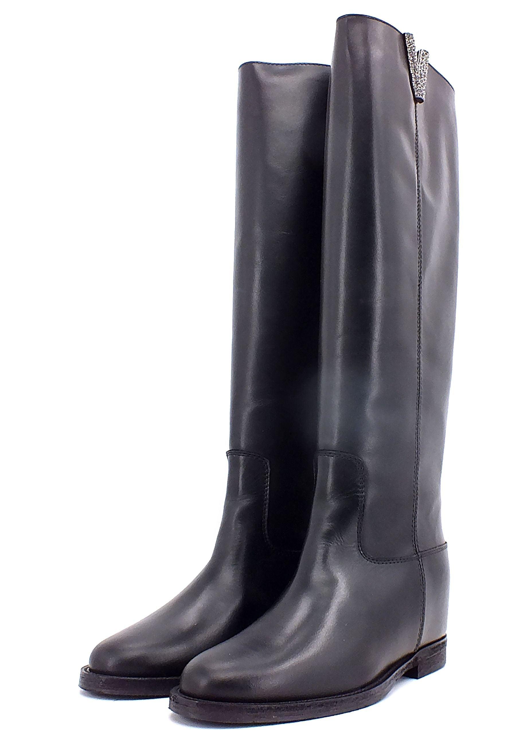 VIA ROMA 15 Stivale Spacco V Donna Nero 3651 - Sandrini Calzature e Abbigliamento