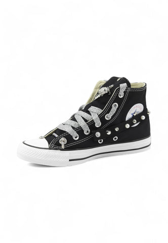 CUSTOM / CONVERSE Sneakers Personalizzate Borchie Spille Nero Argento 560845C-PE25