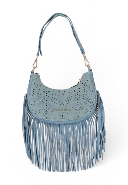 ERMANNO SCERVINO Borsa a spalla Donna Azzurro Denim Frange 12401909-PE25-189
