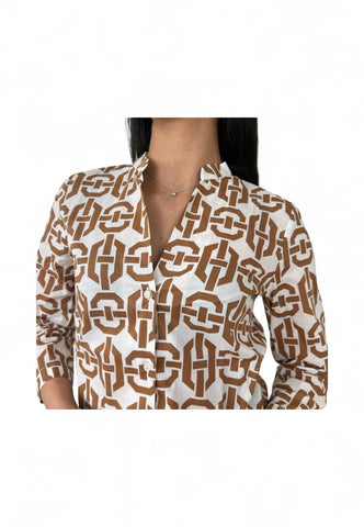 EMME MARELLA Camicia Donna Bianco Marrone ACCOLTO-PE25-002