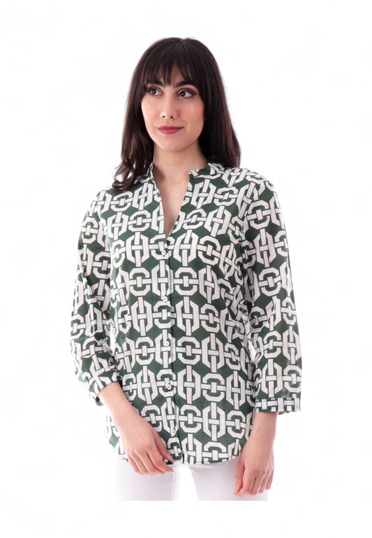 EMME MARELLA Camicia Donna Bianco Verde ACCOLTO-PE25-001