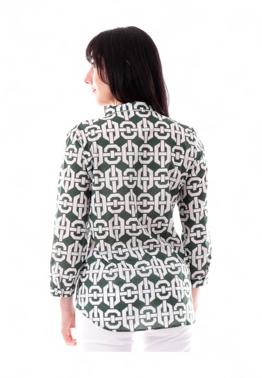 EMME MARELLA Camicia Donna Bianco Verde ACCOLTO-PE25-001