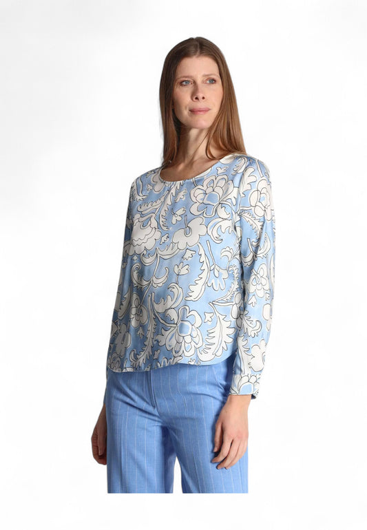 EMME MARELLA Camicia Donna Fantasia Azzurro Bianco YOUNG-PE25-001