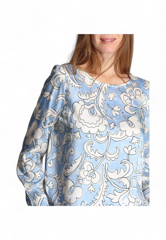 EMME MARELLA Camicia Donna Fantasia Azzurro Bianco YOUNG-PE25-001