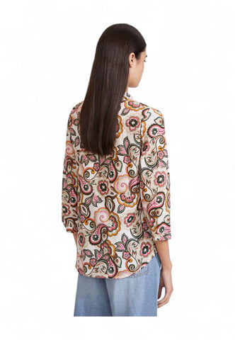 EMME MARELLA Camicia Donna Fantasia Bianco Rosa ACCOLTO-PE25-004