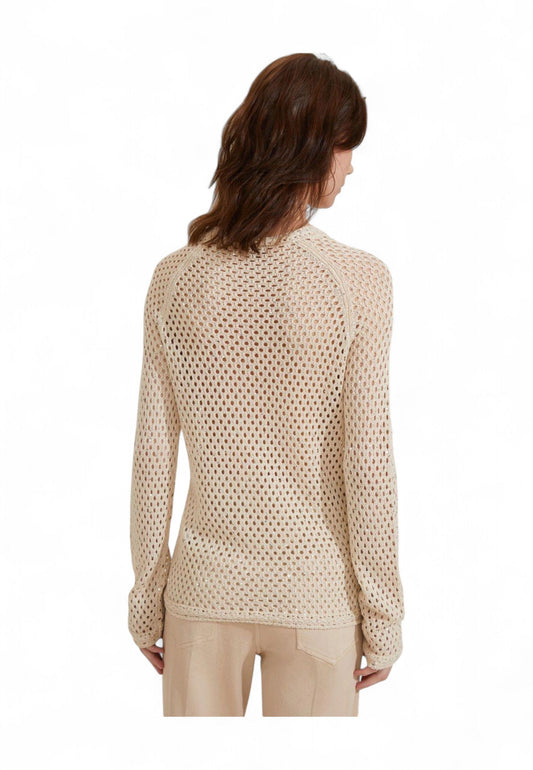 EMME MARELLA Maglia Traforata Donna Beige Lurex GOLENA-PE25-001