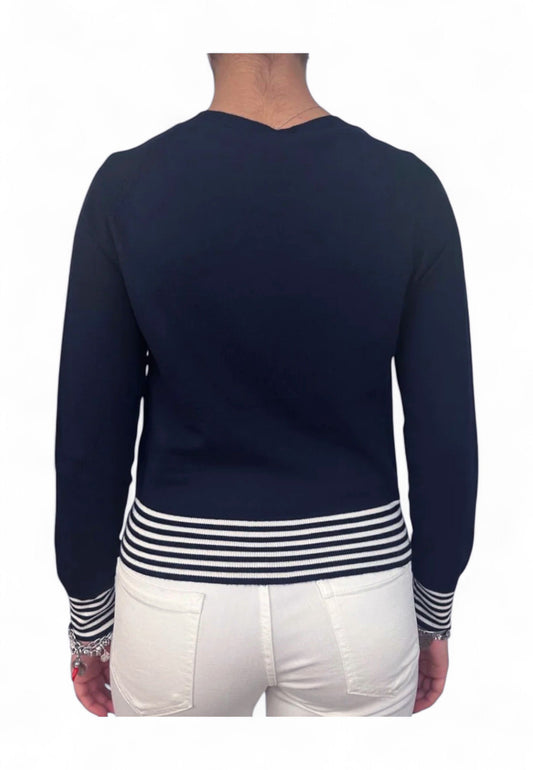 EMME MARELLA Maglione Donna Blu Bianco DIRE-PE25-019